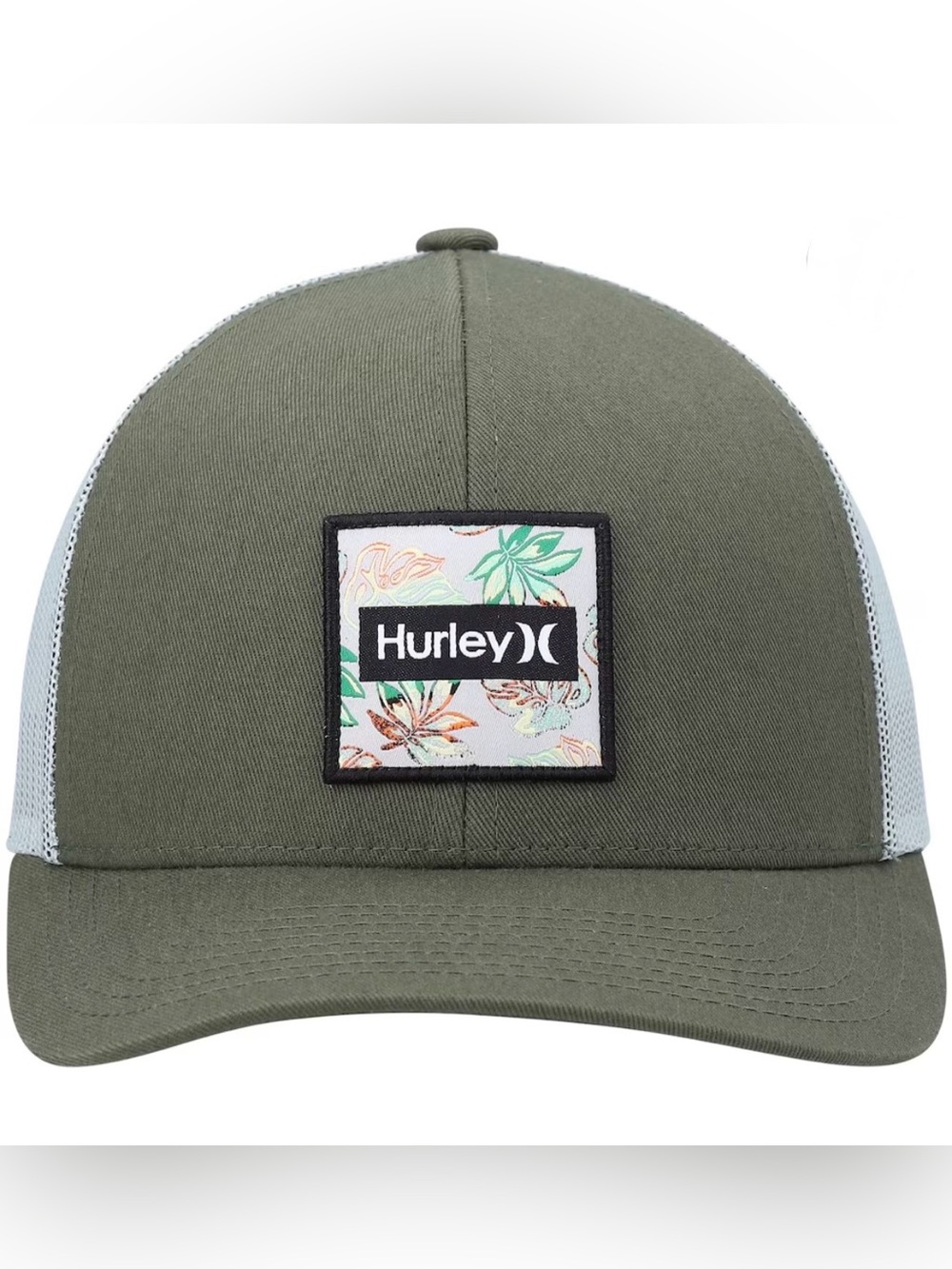 Hurley Olive Green Cap with Floral Patch